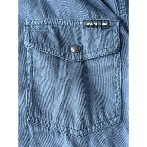 Lucky Brand Washed & Worn Shirt Men Size XXL Denim Blue Snap Long Sleeve - Picture 3 of 6
